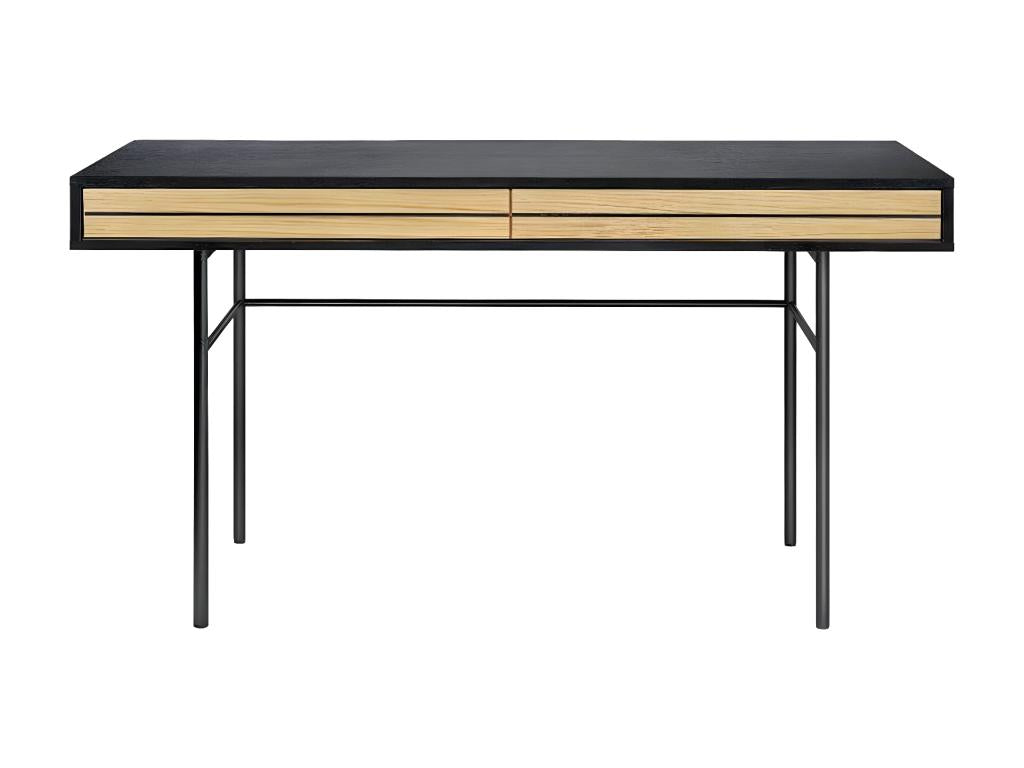 Meubiana 2-Drawer Wooden Desk 130cm Oak/Black