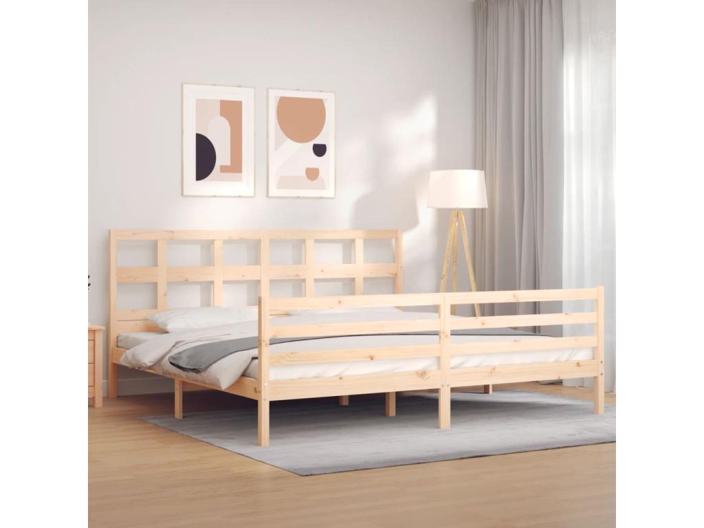 Bed frame with headboard 200x200 cm solid wood