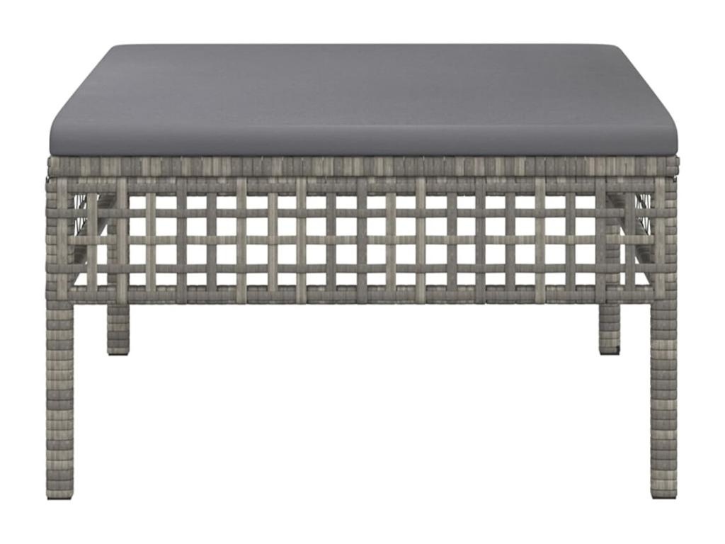 Garden stool with grey cushion, woven resin, JWED92579