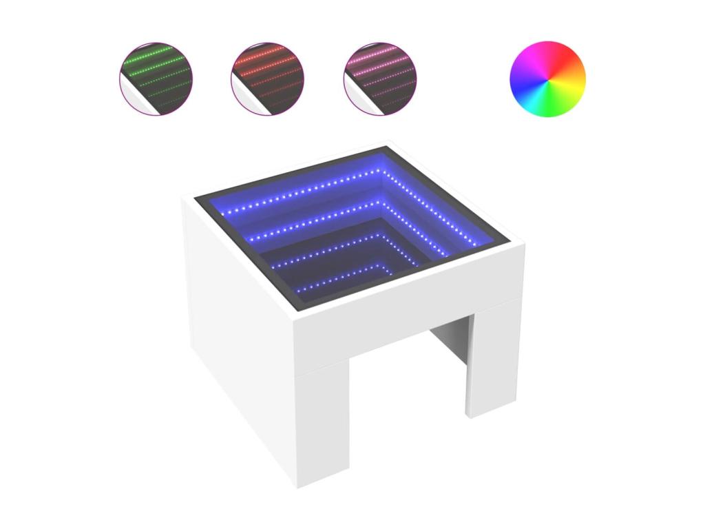 Bedside table with white infinity LED, 40x40x30 cm