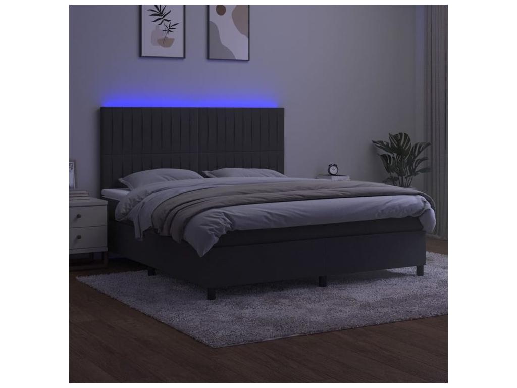 Laviecasa bed base with mattress and LED lighting, Dark Grey, 160x200 cm, AENV83383