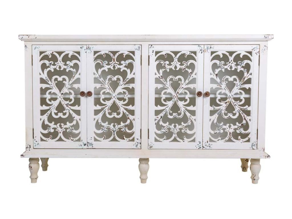 Wooden sideboard with 4 doors, 152x40x91h cm, TXOQ12176