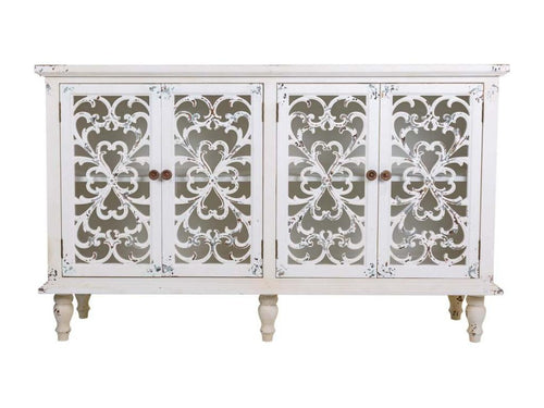 Wooden sideboard with 4 doors, 152x40x91h cm, TXOQ12176