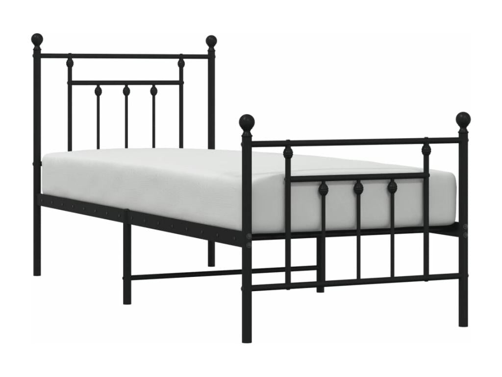 Metal bed frame without mattress with black bed legs 75x190 cm JNNZ34683