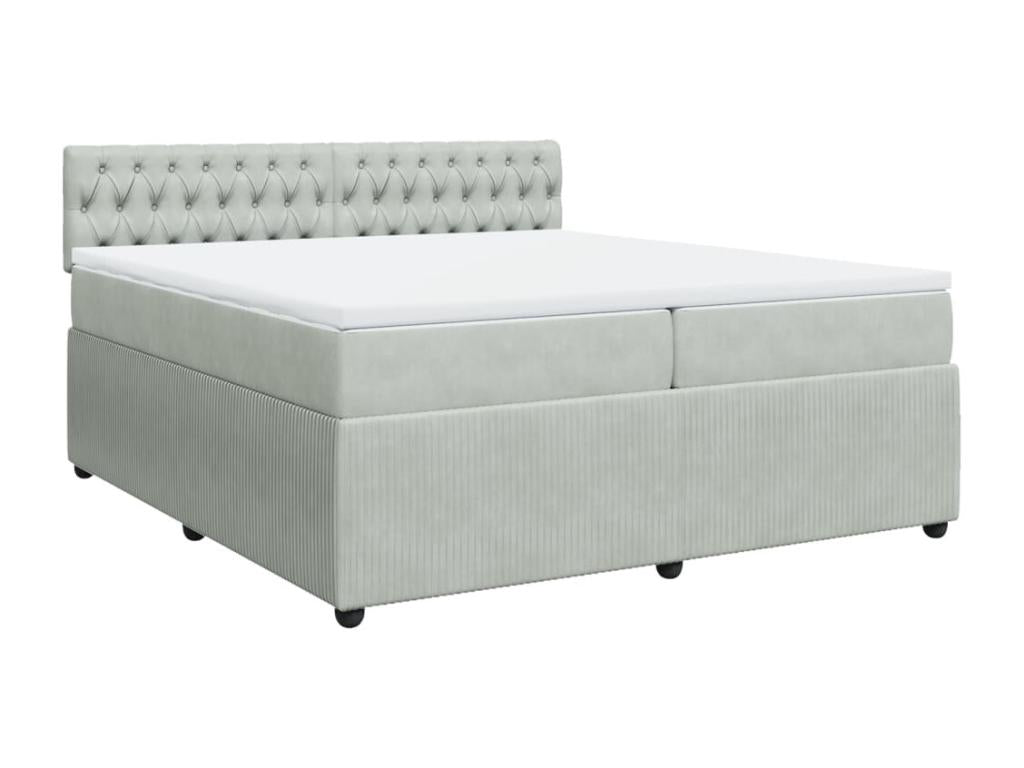 Laviecasa bed base and mattress, light grey, 200x200cm, velvet, TYUD50327