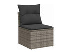 7-piece garden furniture set with cushions, grey woven resin JFBC16679