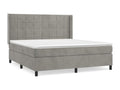 Upholstered bed base and mattress, light grey, 180x200cm, velvet, FHUC88864