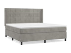 Upholstered bed base and mattress, light grey, 180x200cm, velvet, FHUC88864