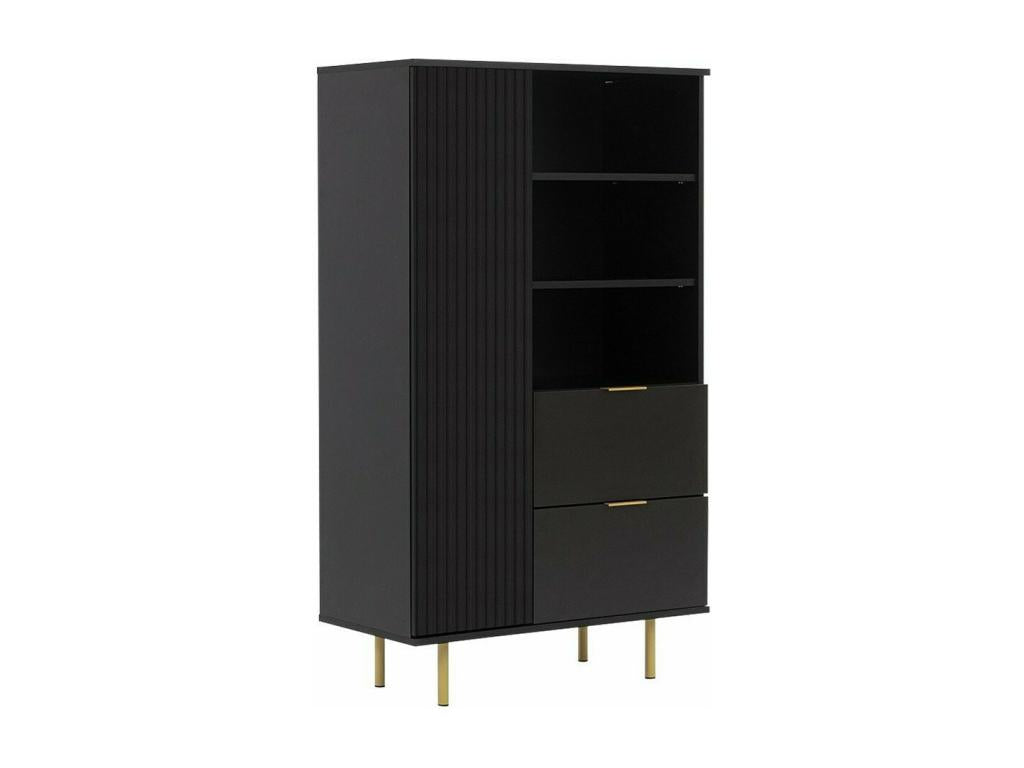 Laviecasa 103 Closed Shelf - With Drawers - With MDF Doors - Laminate 140x80x41cm Black SDIW25670