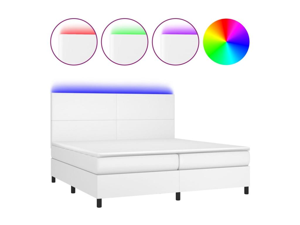 Laviecasa bed base with mattress and LED lighting, white, 200x200 cm, LNVH30015
