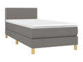 Upholstered bed base with mattress, dark grey, 100x200cm, fabric
