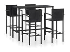 5-piece garden bar set, black woven resin, WXLH38592