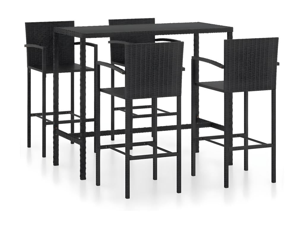 5-piece garden bar set, black woven resin, WXLH38592