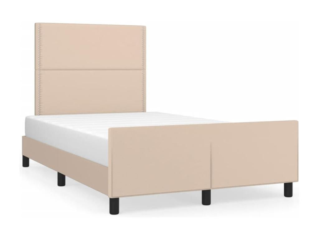 Cappuccino-colored bed frame (120x200 cm) in faux leather (SQFL72400) - without mattress