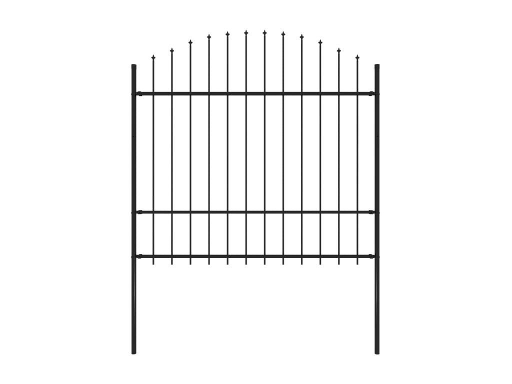 Garden fence with spear-shaped top, steel, 1.5-1.75 x 1.7 m, black