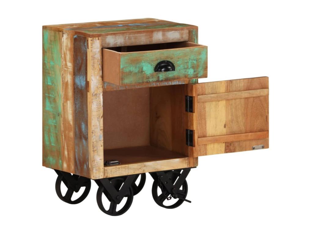 Laviecasa Premium - Bedside table with wheels 40x30x57 cm Reclaimed wood REQZ94045