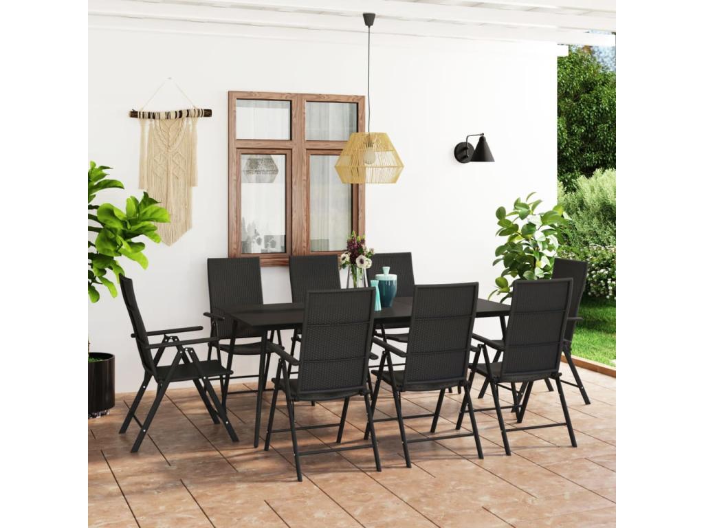 9-Piece Black Garden Dining Set UUDI41893