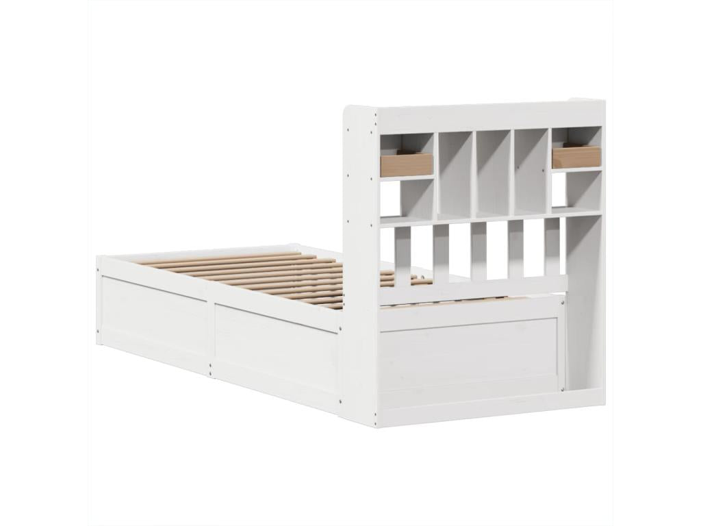Bed frame without mattress, white, 100x200 cm, solid pine wood