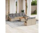 10-piece garden furniture set and cushions, méLaviecasa beige woven resin ZVPB20720