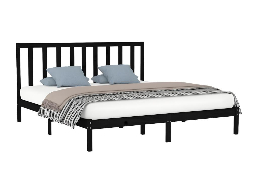 Black bed frame without mattress, 180x200 cm, solid wood, OXMS27471