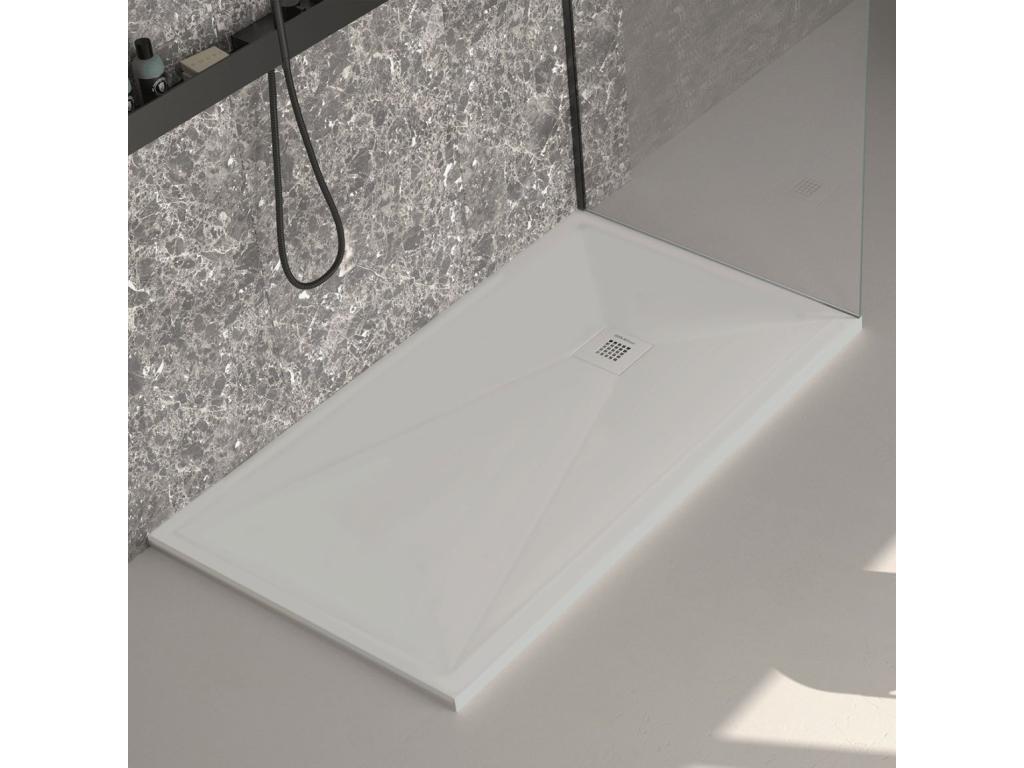 Meubiana Plus smooth light grey shower tray with colour grid - 180x70 cm