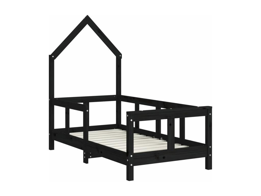 Black children's bed frame 70x140 solid pine wood MBBN60126