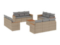 13-piece beige resin wicker garden furniture set with cushions PSSX25837