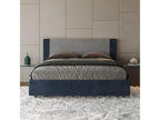 Upholstered bed without slatted base, 160x190 cm, Labirinto 09 fabric, Rosal blue