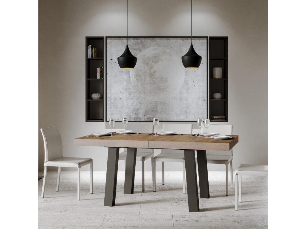 Extendable Bridge Table 90x180/284 cm, Walnut with Anthracite Frame