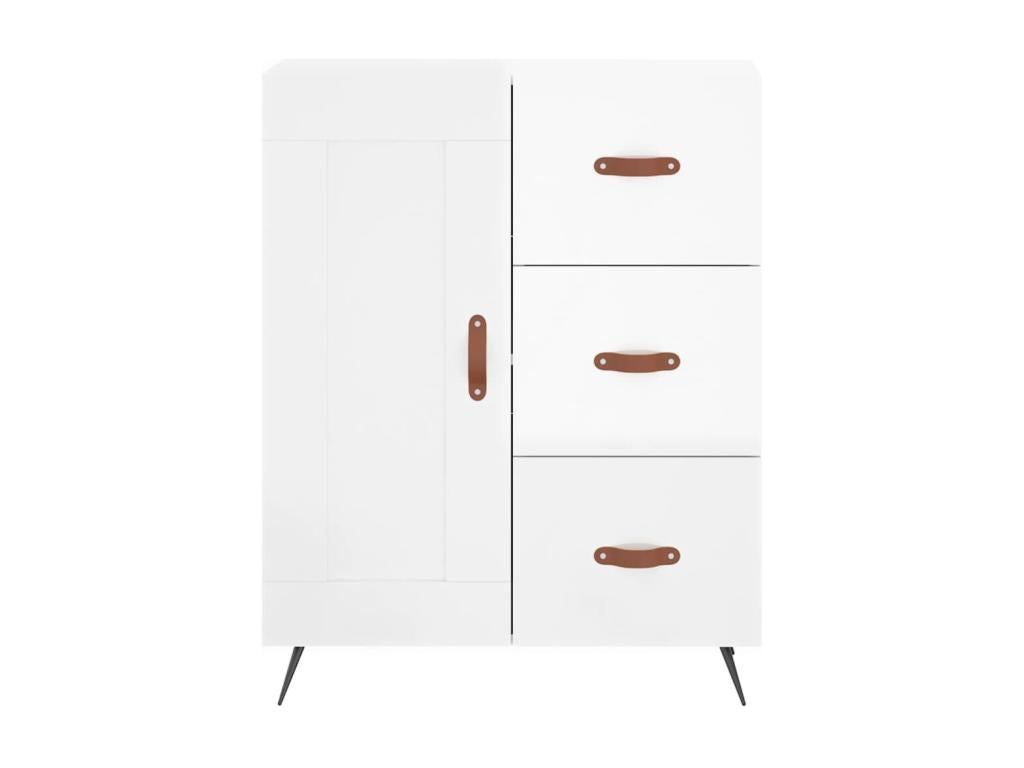 High-gloss white sideboard, 69.5x34x90 cm, engineered wood, PLVY78617