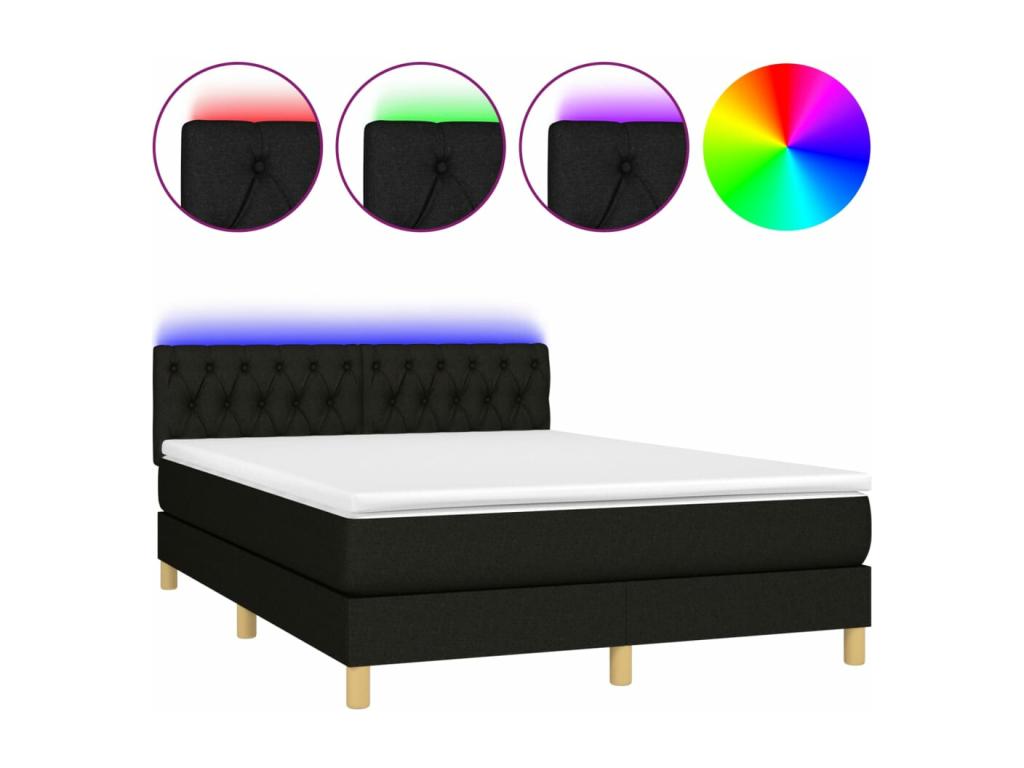 Laviecasa bed base with LED mattress, black, 140x190 cm, fabric, VQCO77814