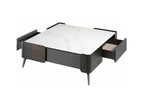 Laviecasa LCFV30048 marbled porcelain coffee table with steel legs