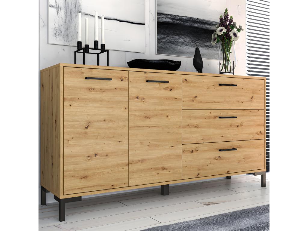Meubiana Wooden Buffet with 2 Doors and 3 Drawers, 160 cm
