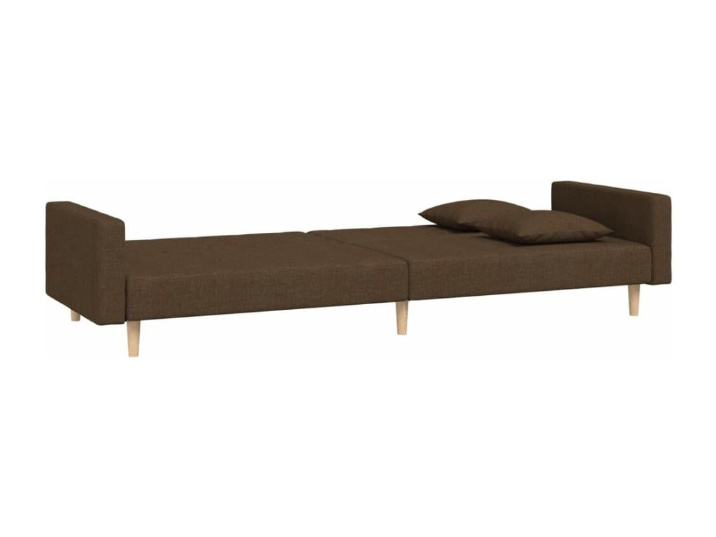 2-seater sofa bed with two brown fabric pillows XDHR99949
