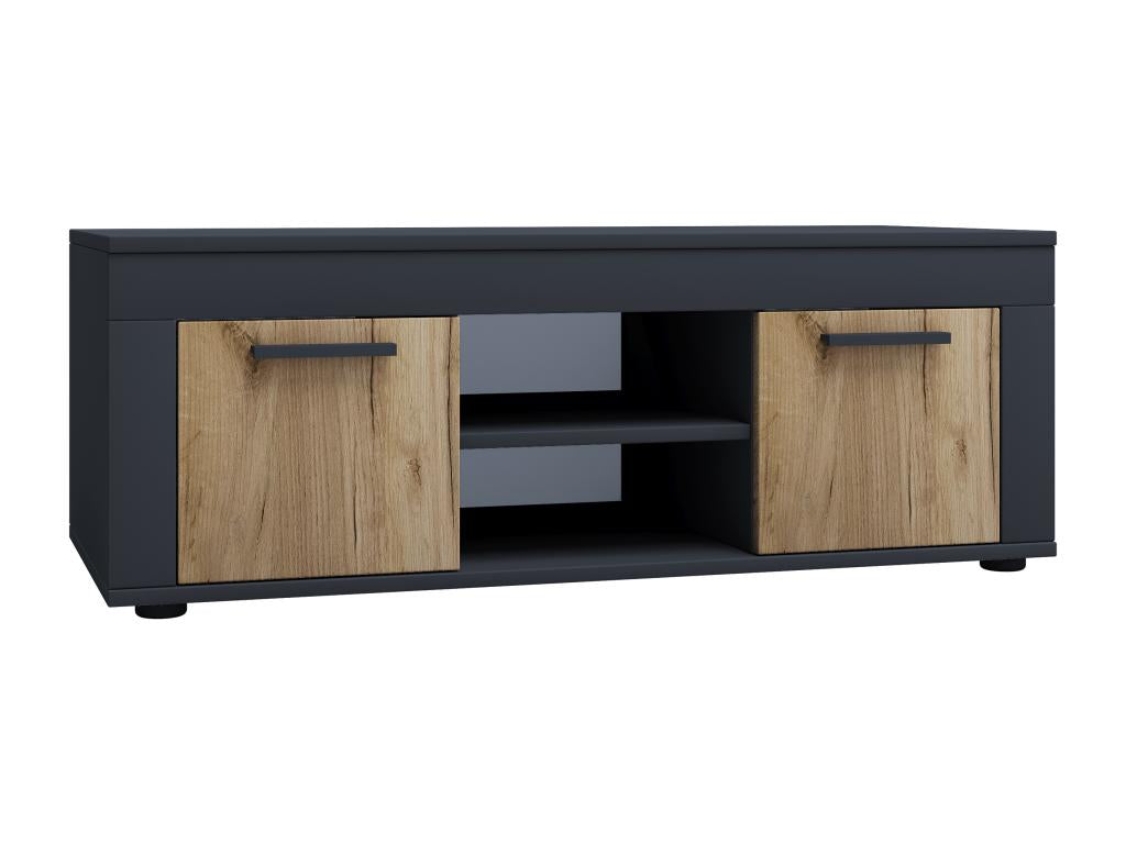 Meubiana Wooden TV Stand Lowboard Console Table, 102 cm Wide, Usilo L, Anthracite/Honey Oak