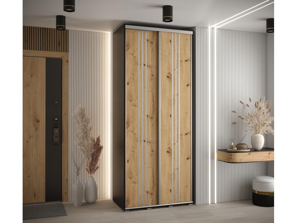 Meubiana 6 Sliding Door Wardrobe 235.2/100/60 2 Doors Black/Meubiana/Silver