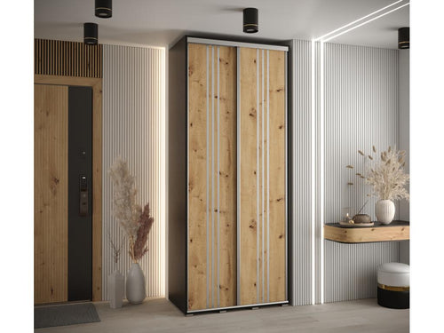 Meubiana 6 Sliding Door Wardrobe 235.2/100/60 2 Doors Black/Meubiana/Silver