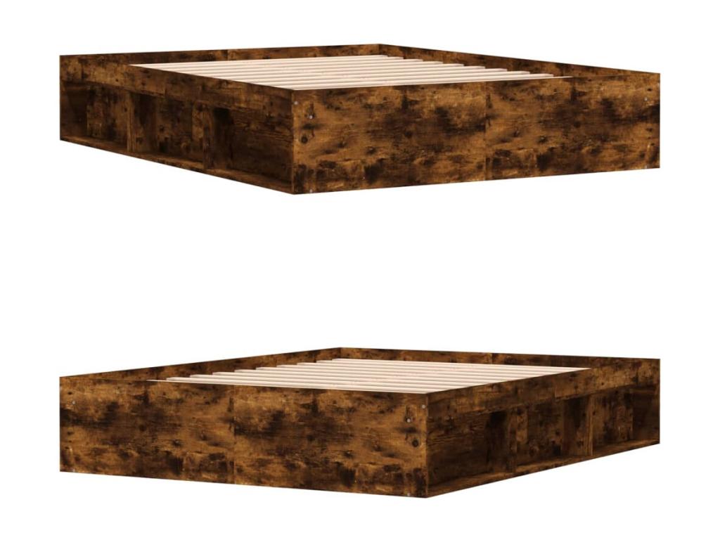 Bed frame without mattress, smoked oak, 140x190 cm, ZNLL82850