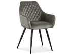 Set of 4 Victoria chairs in grey velvet with black legs KHXD43873