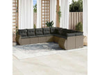 10-piece garden furniture set with cushions, light grey woven resin NBAT91404