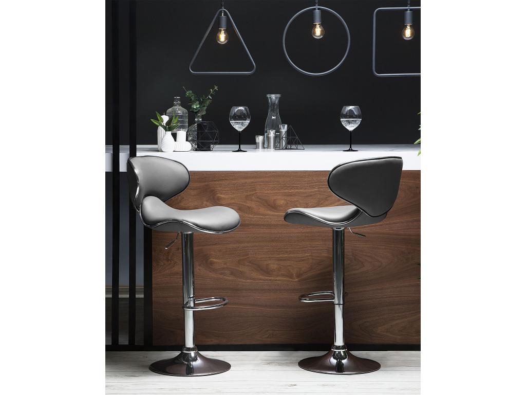 Set of 2 CONWAY bar stools, Grey PU Leather GSOQ17341