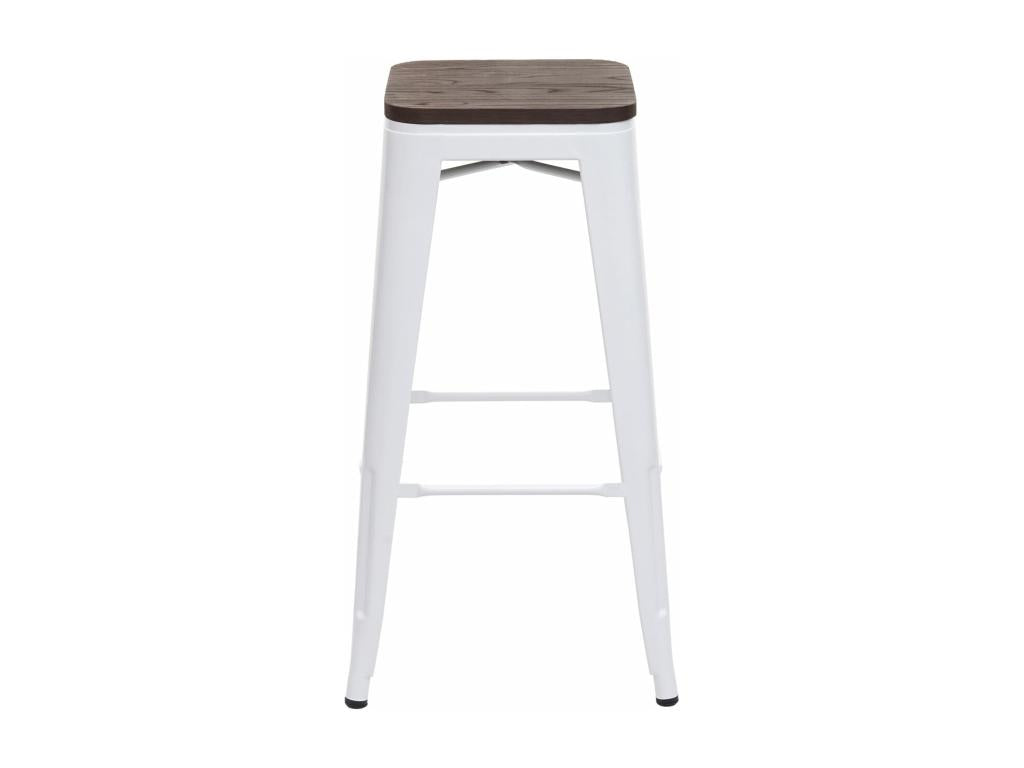 Laviecasa-A73 bar stool with industrial-style metal and wood seat - white WYVB73396
