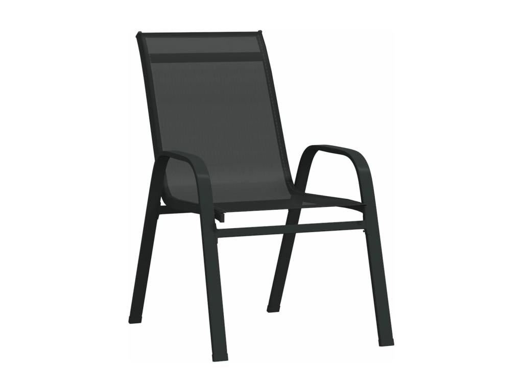 Stackable garden chairs, set of 2, black textilene fabric AAHF97246
