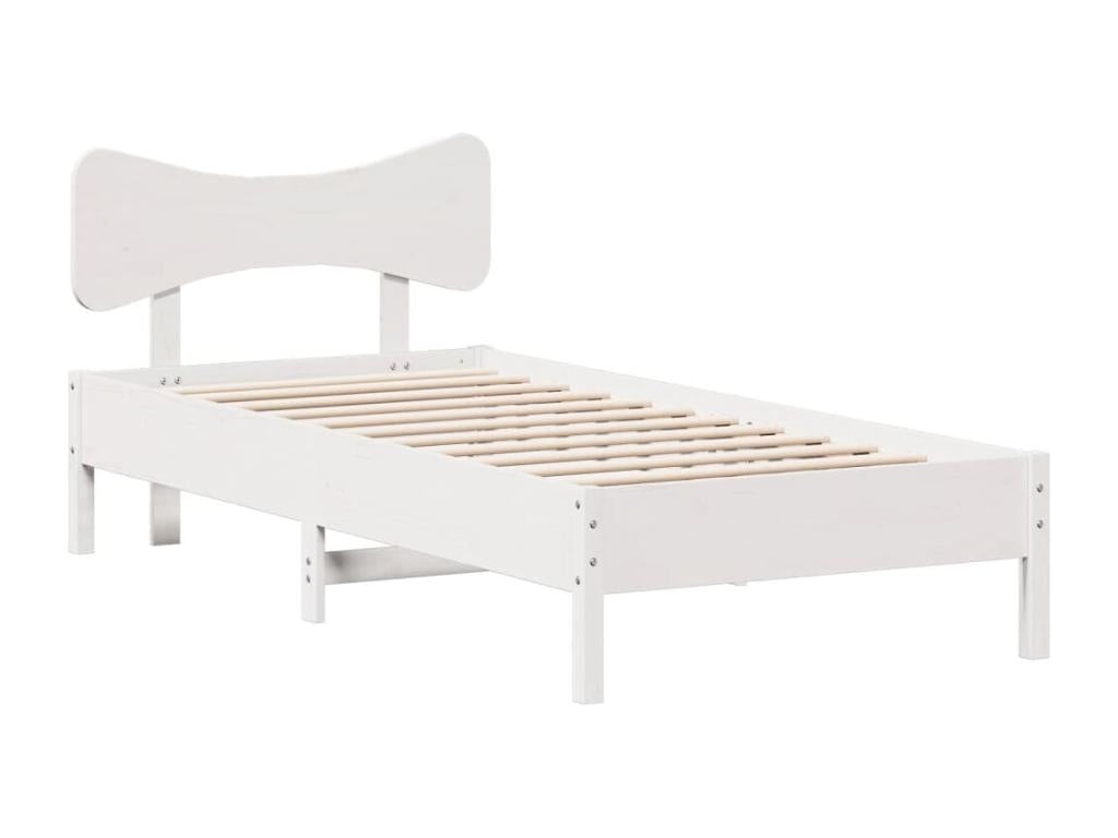 Bed frame without white mattress 75x190 cm solid pine wood