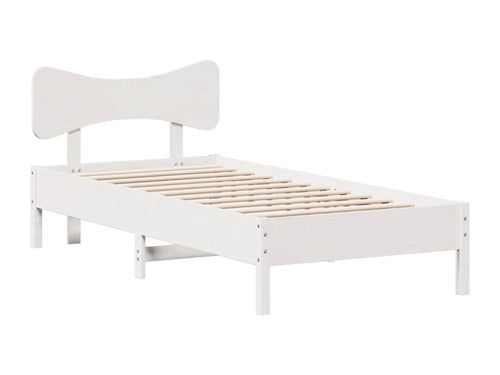 Bed frame without white mattress 75x190 cm solid pine wood