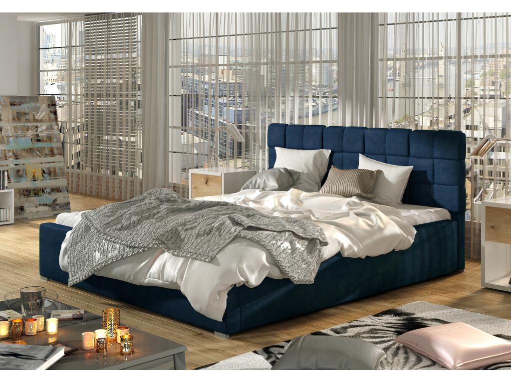 Modern 140x200 bed upholstered in blue velvet Laviecasa LNND20275