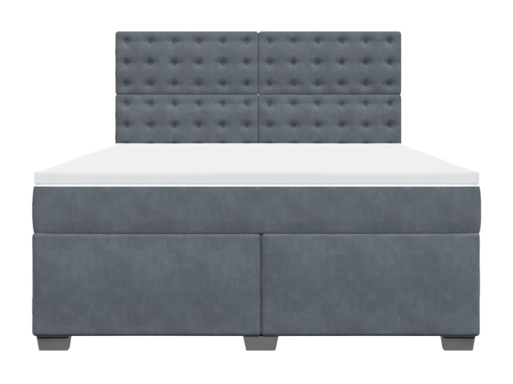 Meubiana bed base and mattress, dark grey, 180x200cm, velvet