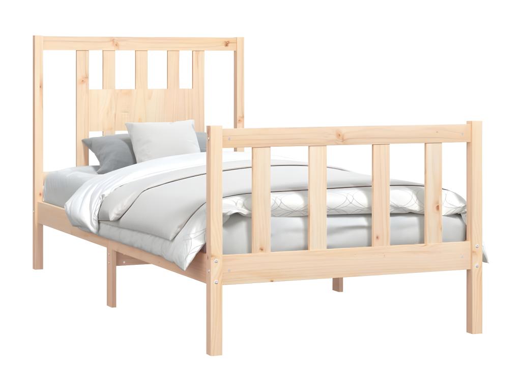 Solid pine wood bed frame and headboard 100x200