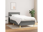 Upholstered bed base with mattress, dark grey, 100x200cm, fabric