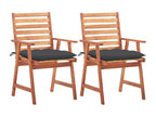 Laviecasa solid wood outdoor dining chairs, set of 2, with cushions, KPNN18053